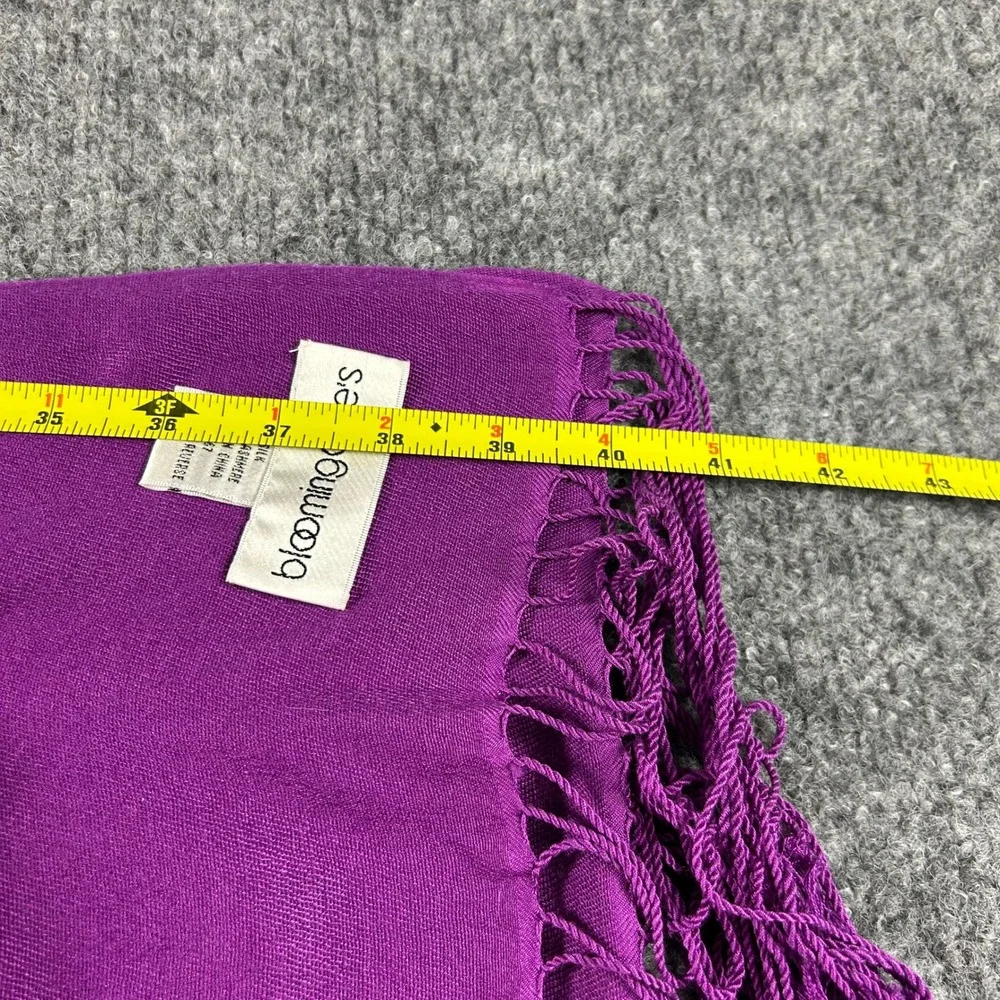 Bloomingdales Purple Silk Cashmere Blend Fringe Wrap Shawl Scarf
